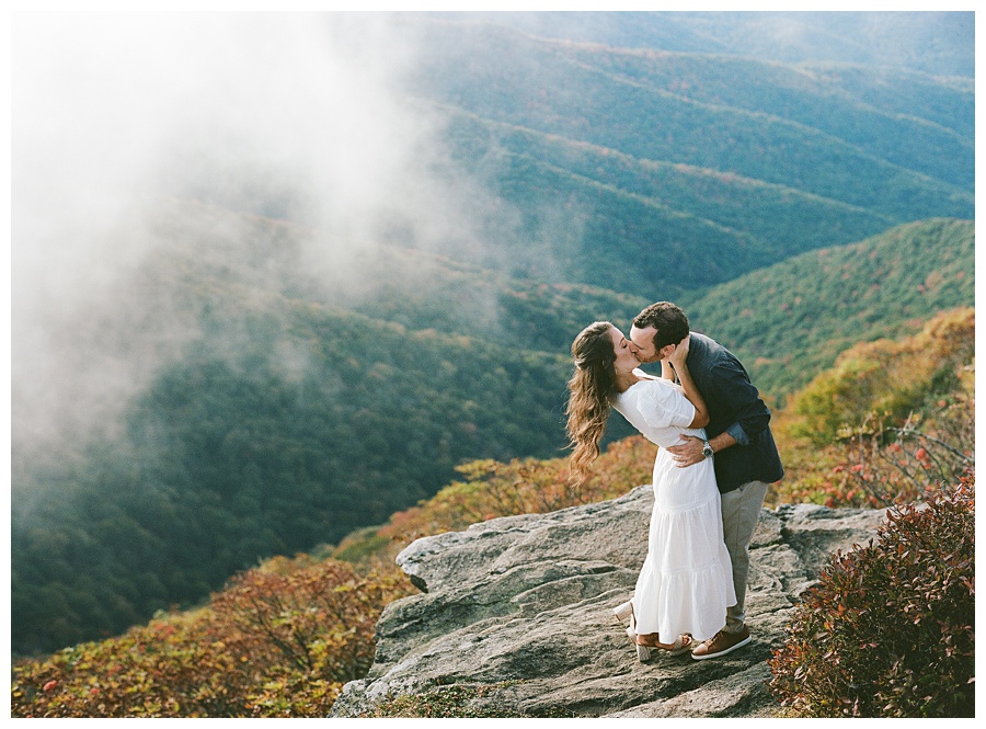 craggy gardens, engagement photos, engagement photographer, lina and cory, fall engagement session, film photographer