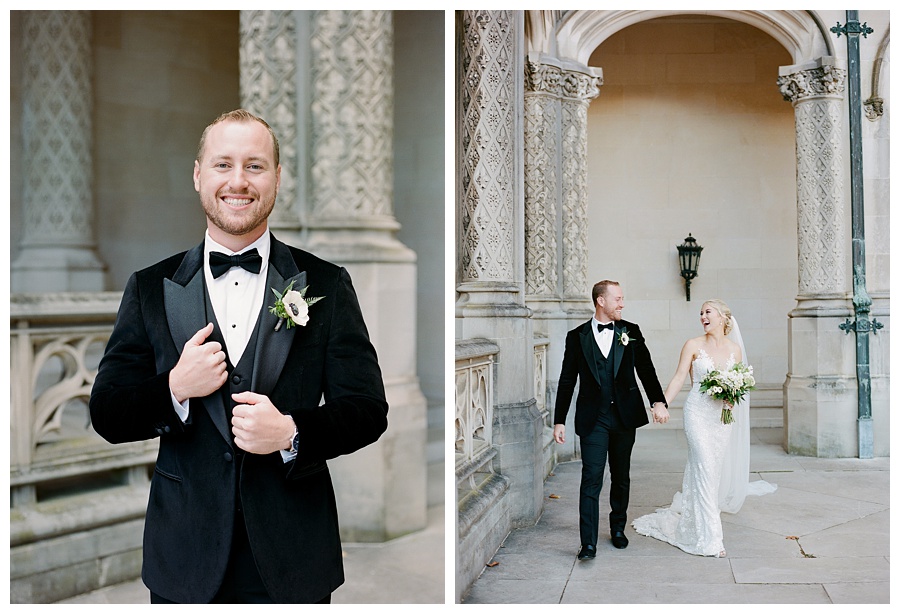 bride and groom, the biltmore asheville, north carolina wedding photographer, asheville film photographer
