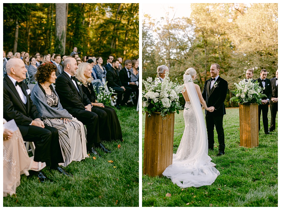 bride and groom, wedding ceremony, the biltmore asheville, wedding flowers, north carolina fall wedding, biltmore wedding photographer