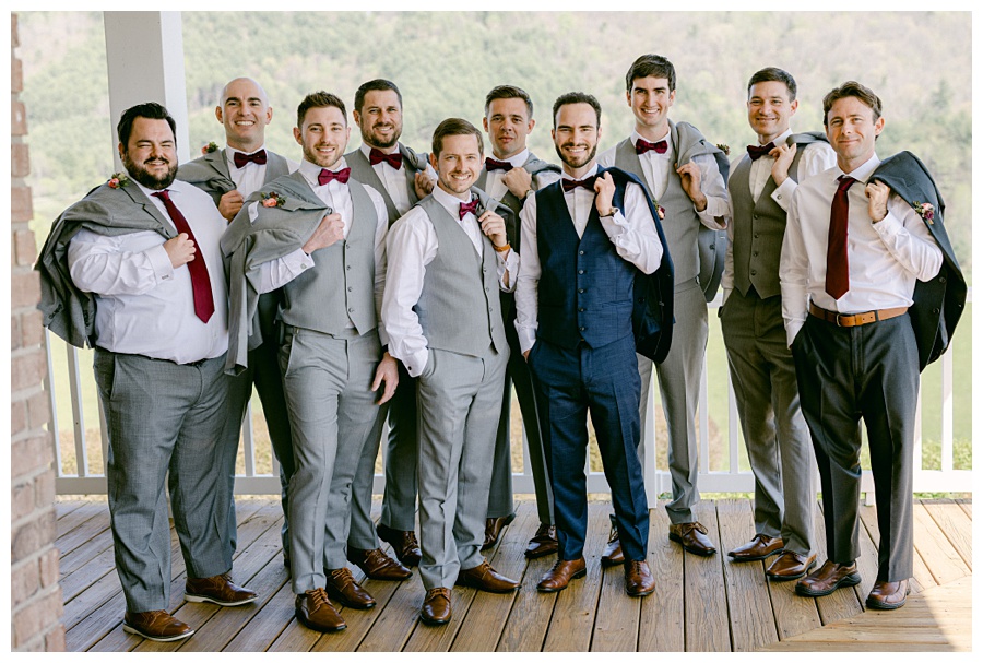the ridge asheville wedding, north carolina wedding day, north carolina wedding photographer, wedding party, groomsmen, groom, groom style